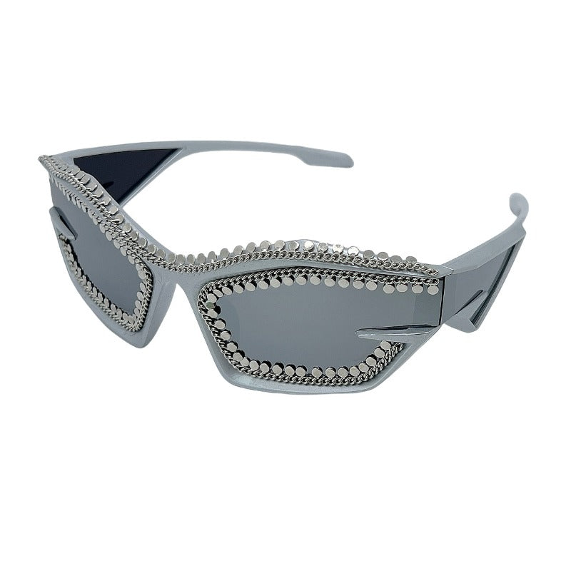 Trendy punk glasses y2kretro metal chain