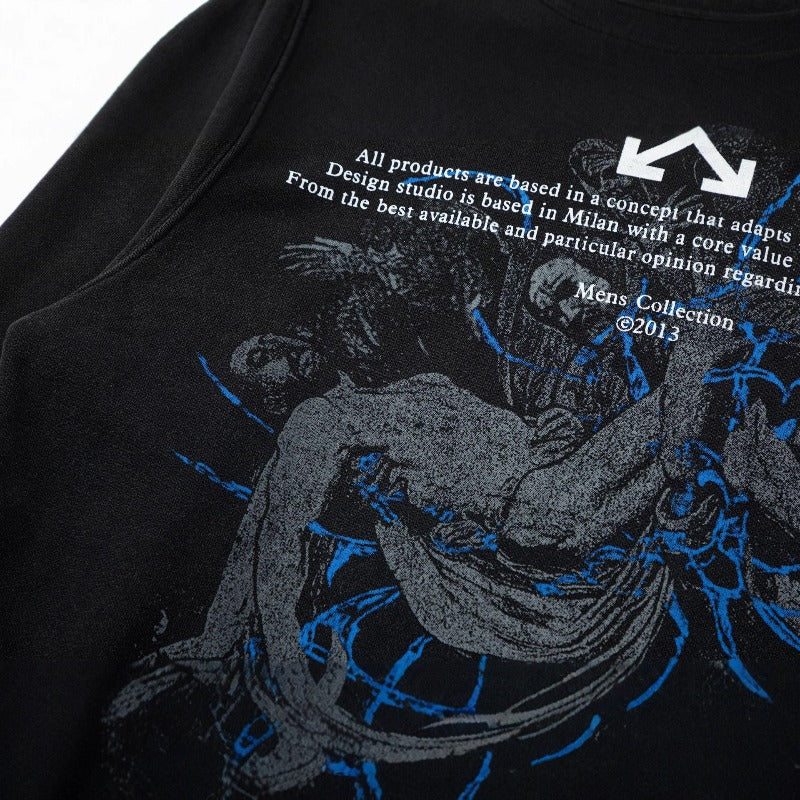 OW hoodie pocket letter portrait pattern pullover