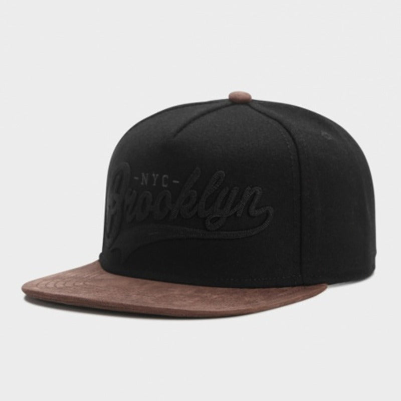 Trendy flat brimmed snapback hats adjustable woolen hat brooklyn for men and women