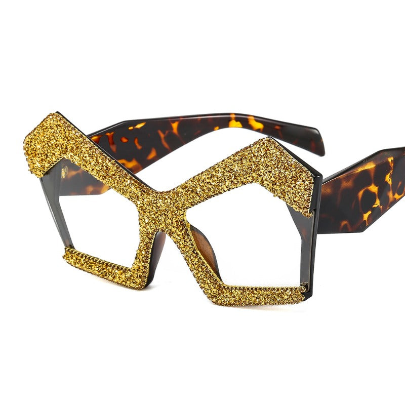 Trendy punk glasses anti blue light polygon