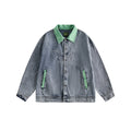 Unisex Jacket Vintage Butterfly Embroidered Washed Denim Jacket for Men and Women Turn-down Collar Coat