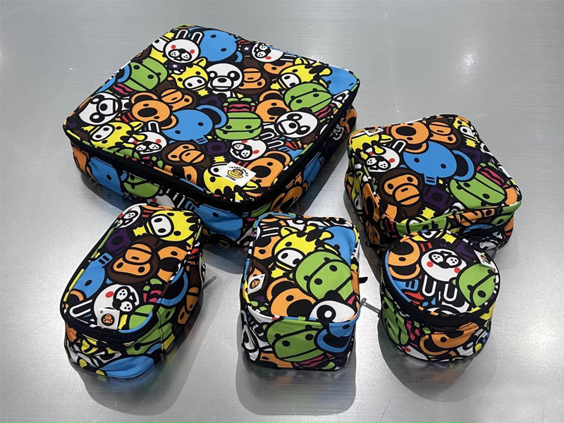 Bathing Ape Bape Bag Green Camouflage Little Monkey Storage Bag Five-piece Set