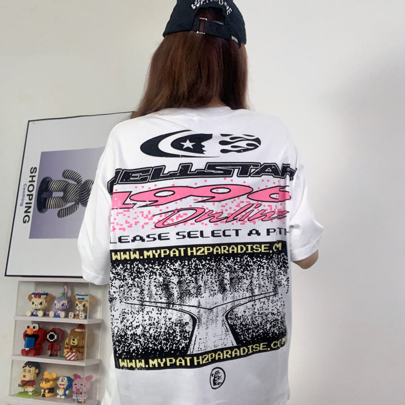 HS T Shirt Abstract Printing Casual Loose