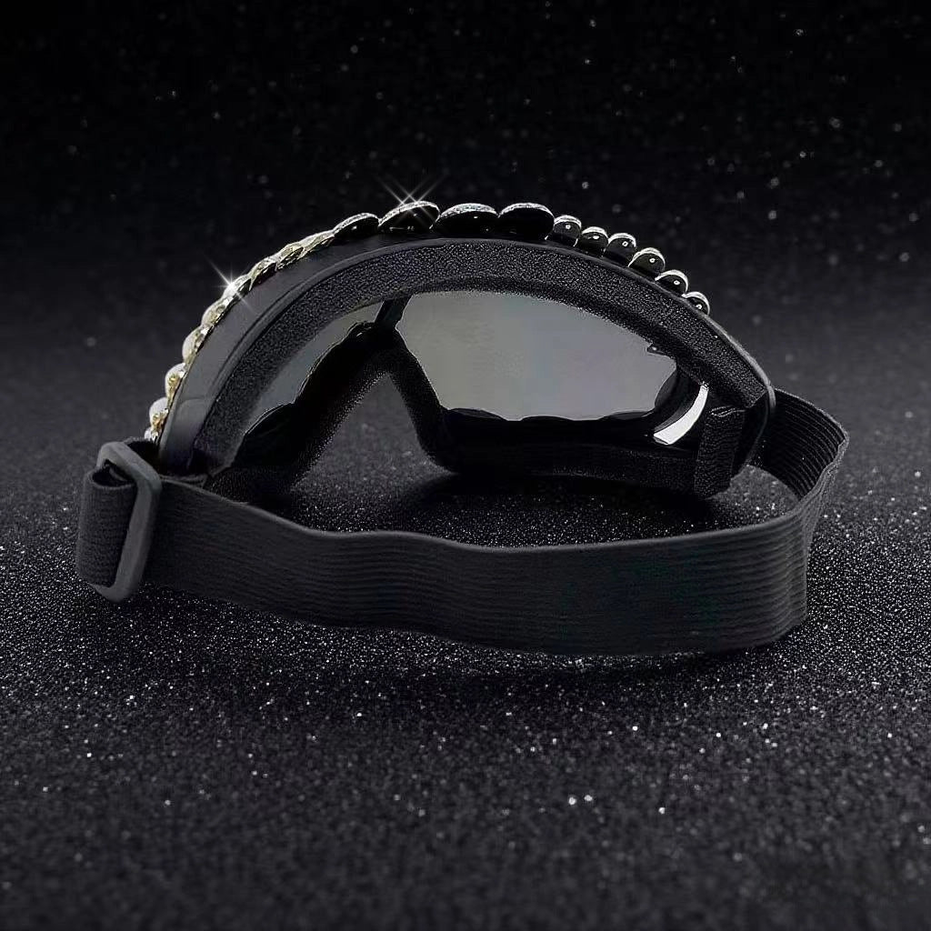 Trendy punk glasses colorful crystal