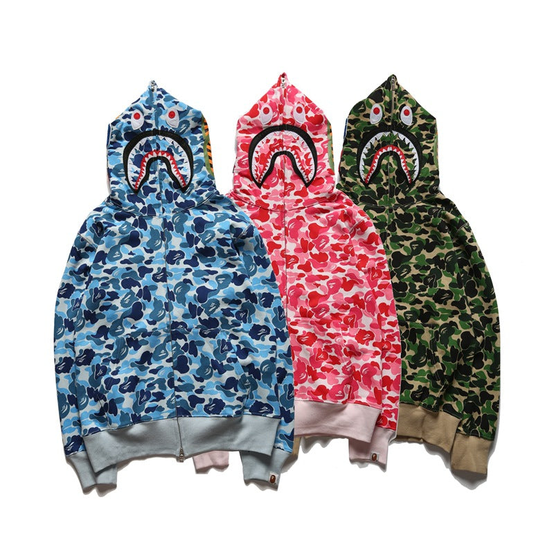 Bathing Ape Hoodie Camouflage Alphabet Embroidery Shark Hooded
