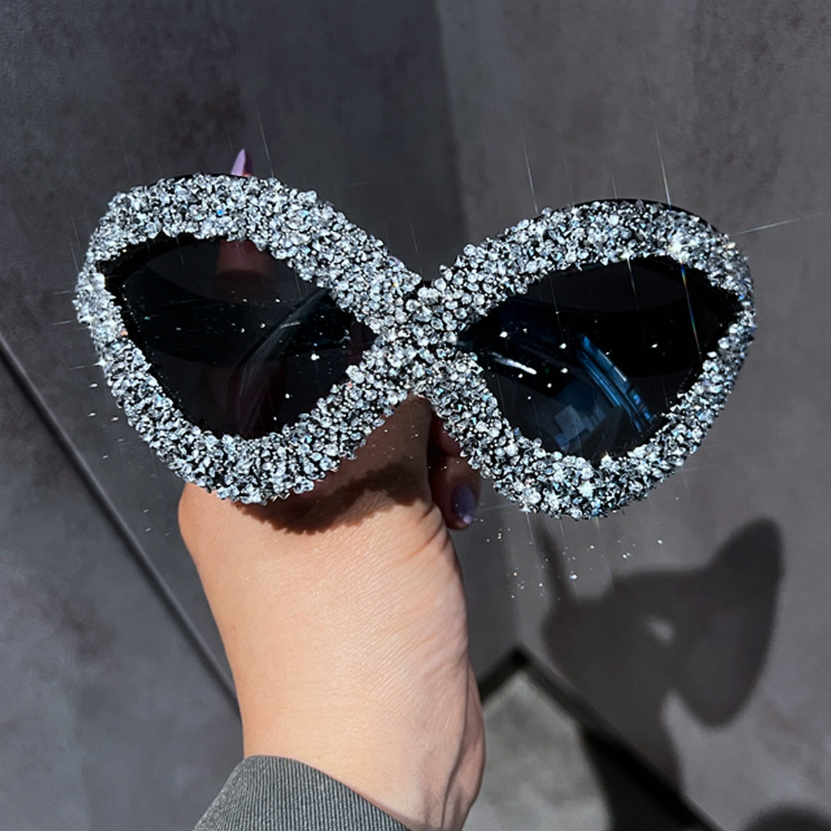 Trendy punk glasses diamond retro cat eyes