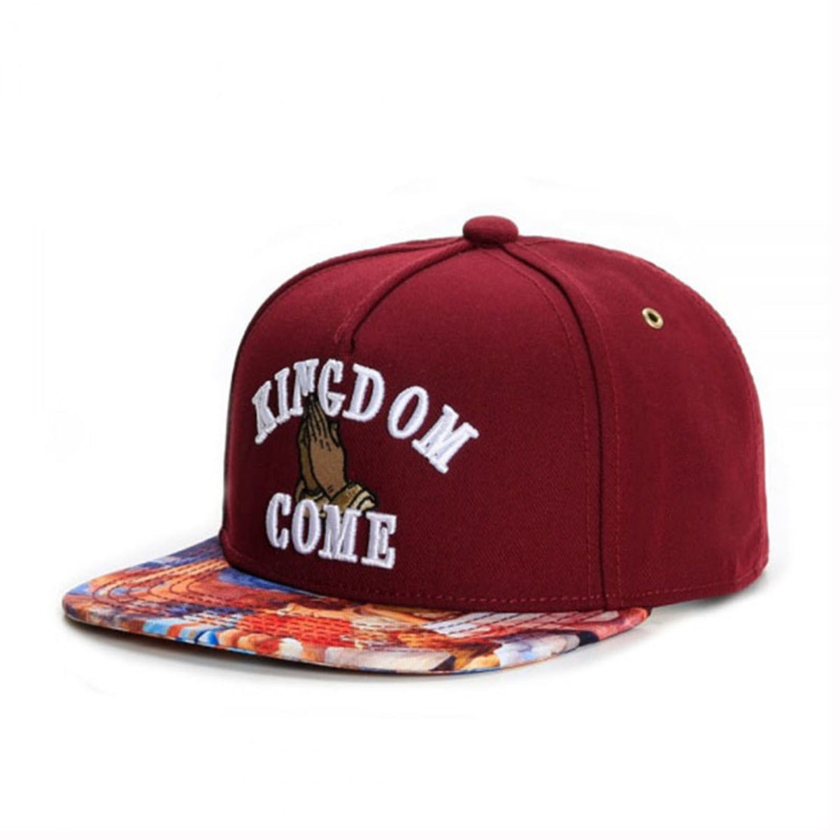Trendy flat brimmed snapback hats kingdom come prayer gesture summer