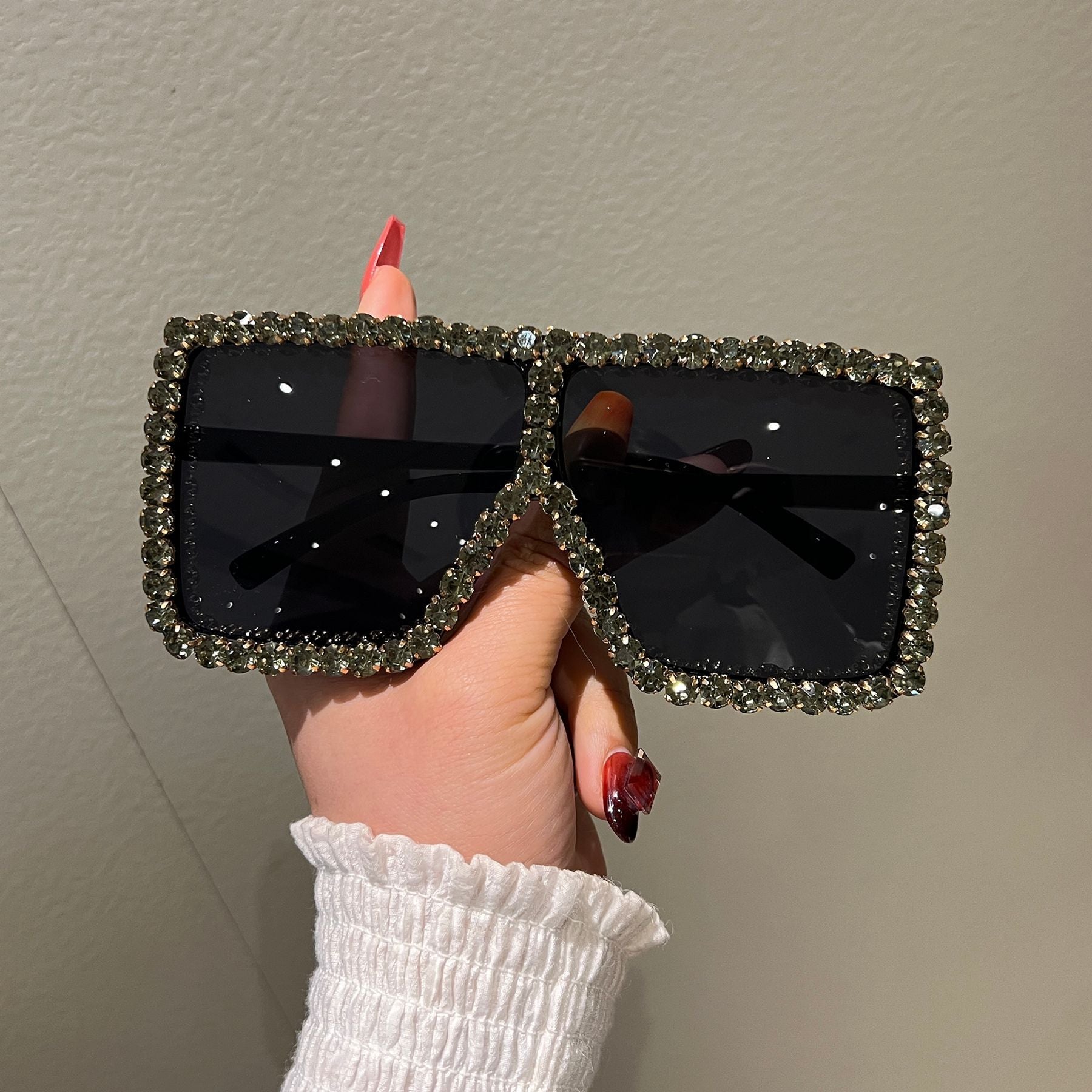 Trendy punk glasses with diamonds