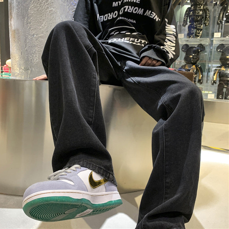 Men Jeans Wide Leg Jeans Men Autumn and Winter Loose Retro Pants