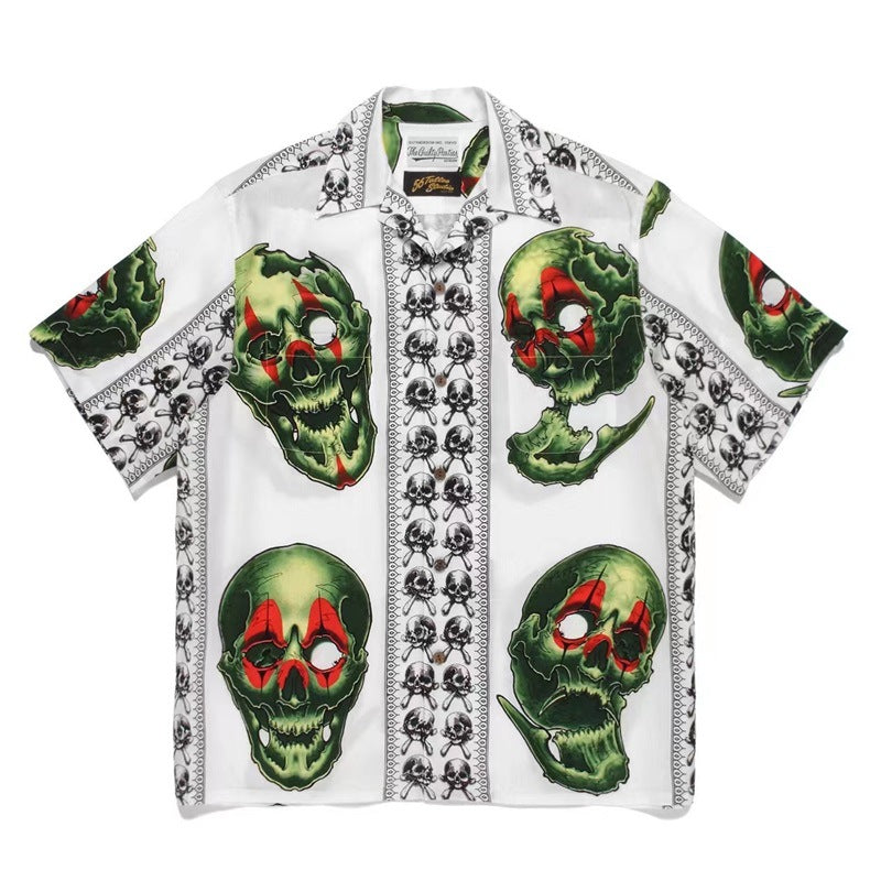 GUILTYPARTIES TIGER Shirts 22SS 56 TATTOO STUDIO Tattooed Skull Hawaiian Short Sleeve Shirt Men