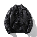 Mens Vintage Jackets Vintage PU Leather Jacket Padded Pilot Bike Leather Jacket