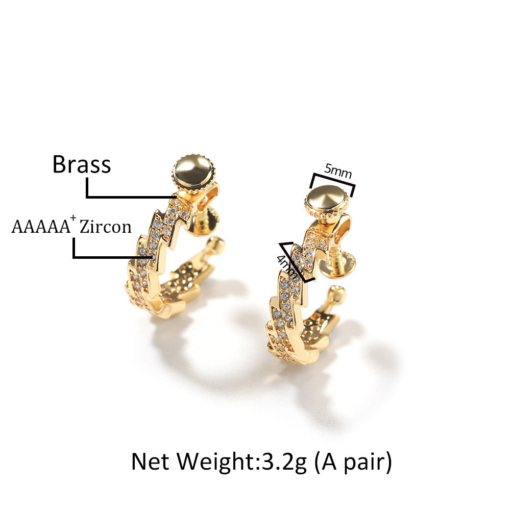 Earrings Zircon Spiral Buckle Lightning Earrings lightning Spectrum