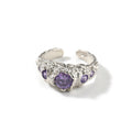 Rings Hip Hop Niche 925 Silver Ring Purple Zircon Spectrum