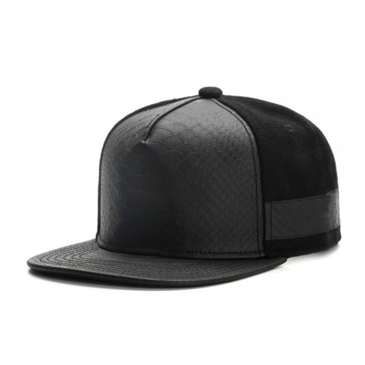 Trendy flat brimmed snapback hats leather