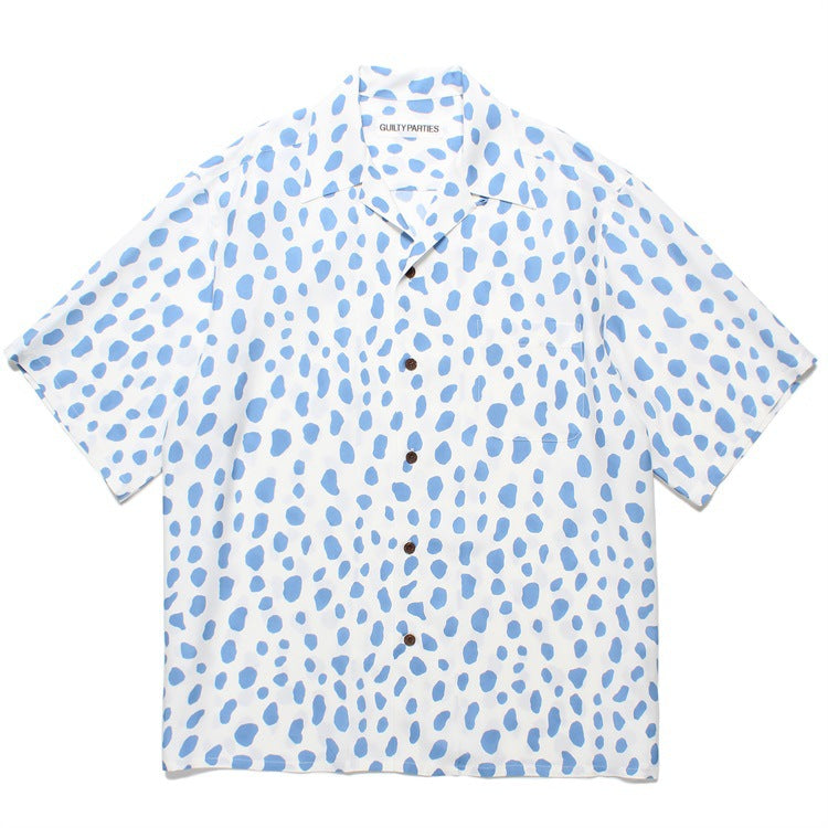 GUILTYPARTIES TIGER Shirts 24ss LEOPARD SHIRT Leopard print Hawaiian short-sleeved shirt men