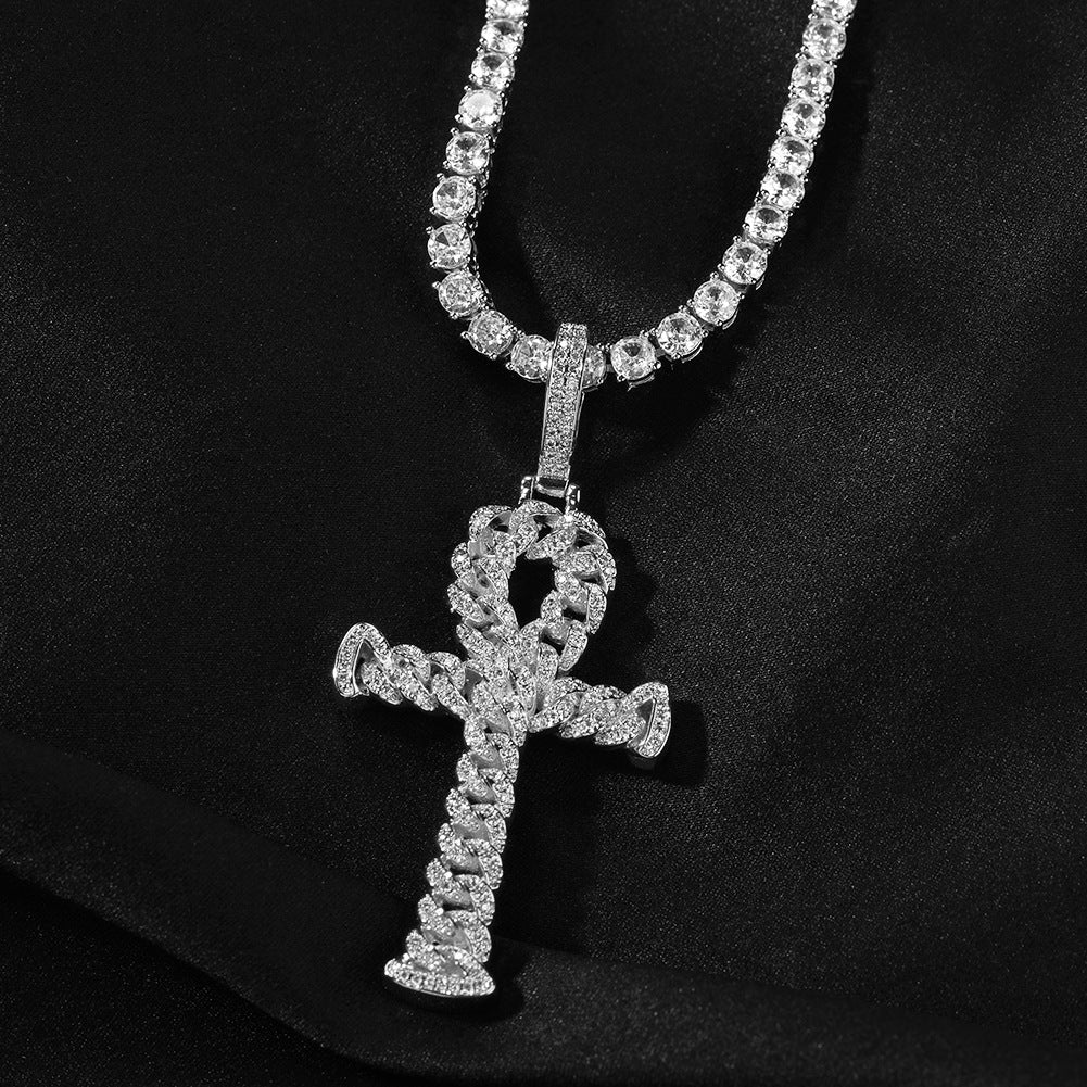 Jewelry Hip Hop Vintage Anhe Cross Pendant Copper Zircon Crosses Spectrum St. Valentine's