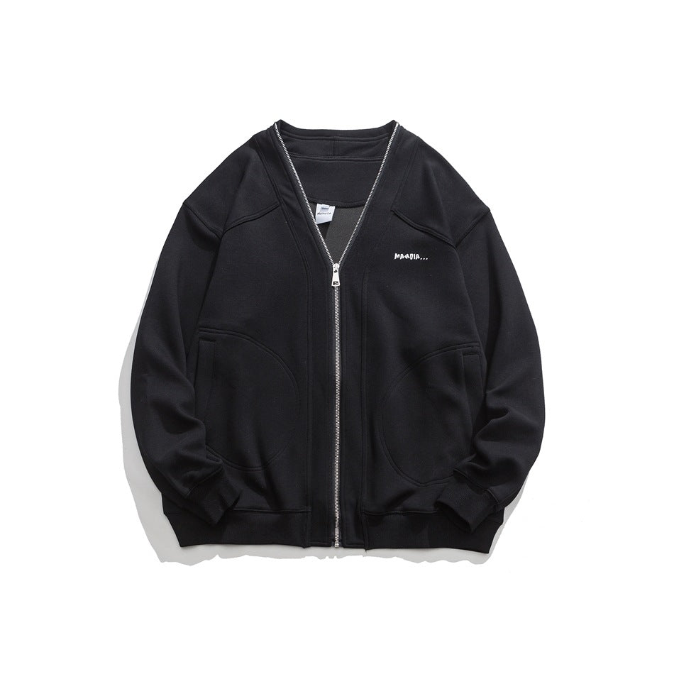 Unisex Jacket Cardigan Sweater Men's and Women's Jacket Boys Spring and Autumn Baggy Coat