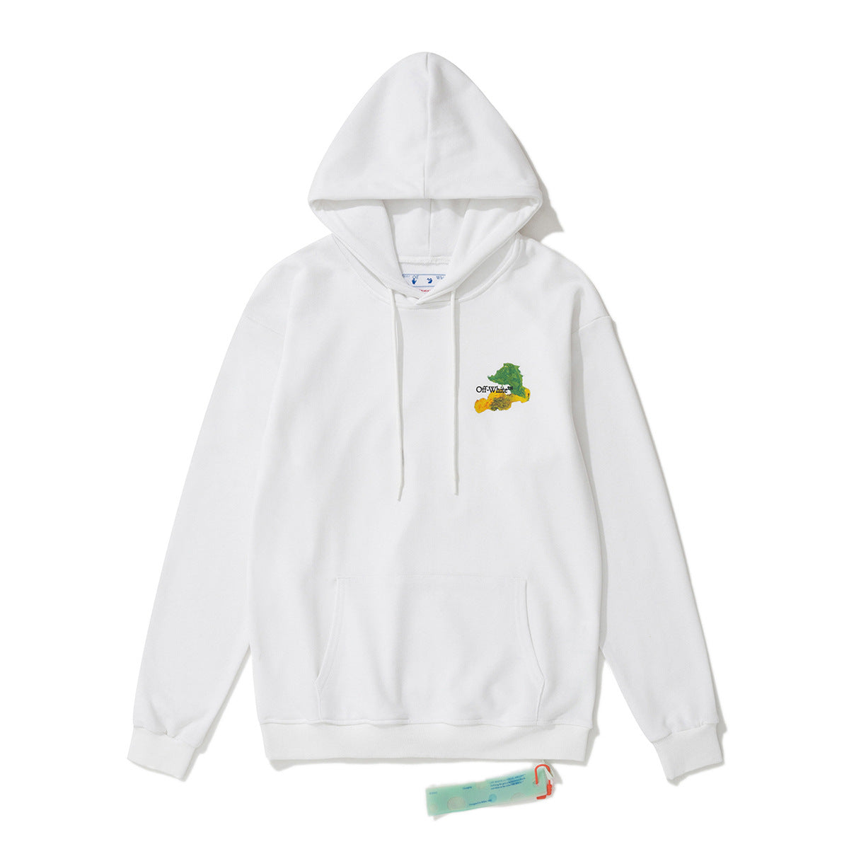 OW  hoodie Multicolored Leaf Arrow Pattern Crew Neck Hoodie