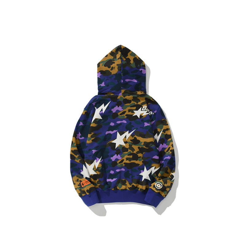 Bathing Ape Hoodie Shark Head Star Camo Sweater