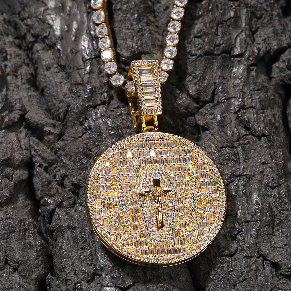 Jewelry Summer Cross Pendant Full Diamond Necklace Spectrum Far East