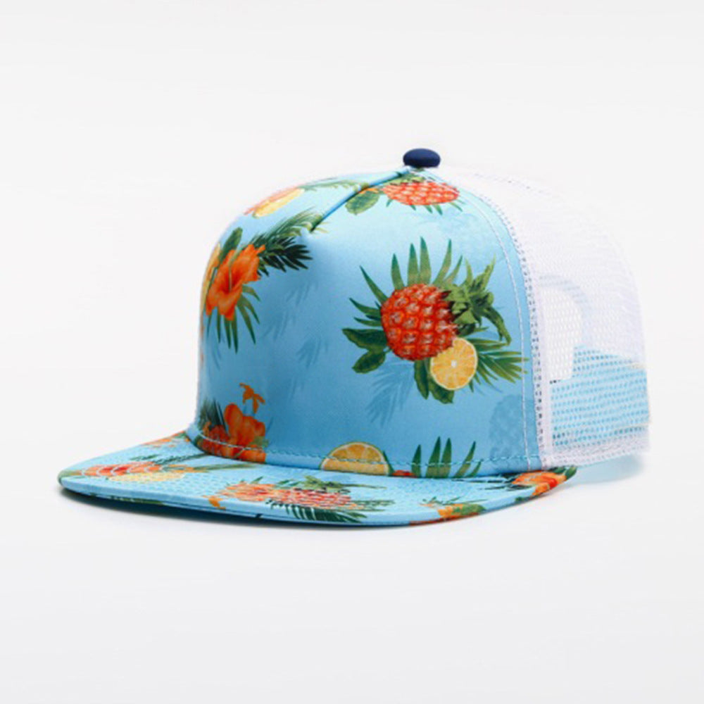 Trendy flat brimmed snapback hats summer mesh breathable sunshade adjustable