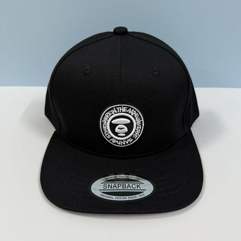 Bathing Ape Bape Hat Embroidered Round Label Baseball Cap Hard Top Street Hip Hop Flat Edge Cap