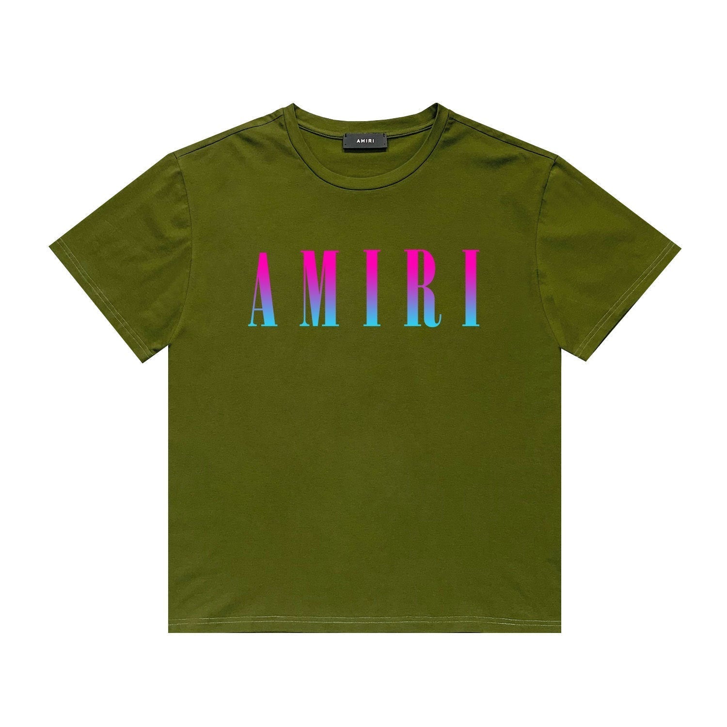 Amiri T Shirt Gradient Letter Flower Casual Hip Hop Short Sleeve T-shirt