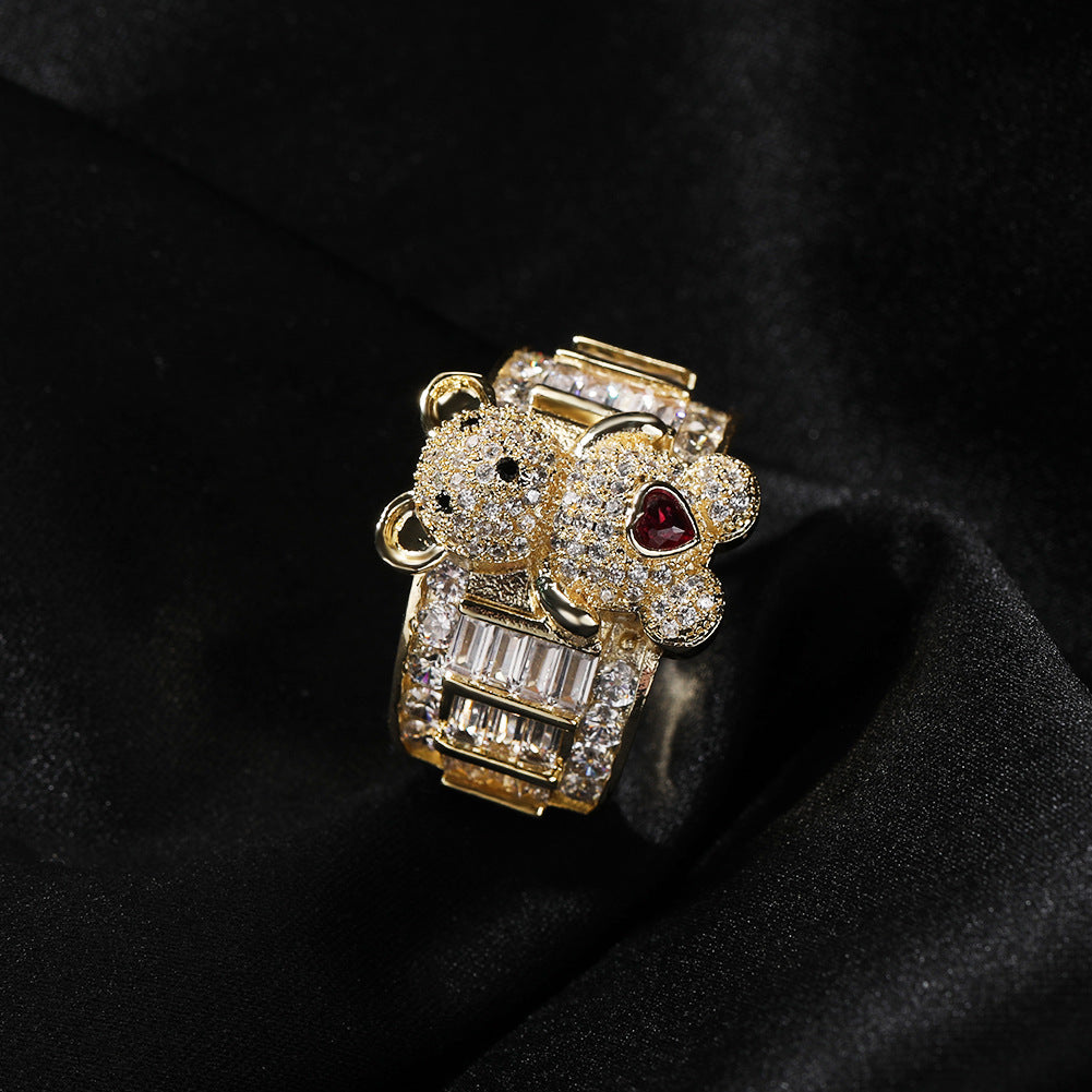 Rings Bear Diamond Ring Female ins St. Valentine's