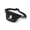 Bathing Ape Bape Bag Ape Head Black PU Leather Fanny Pack