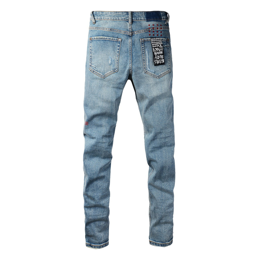 KSUBI Jeans Slim Fit Casual Stretch Ripped Jeans