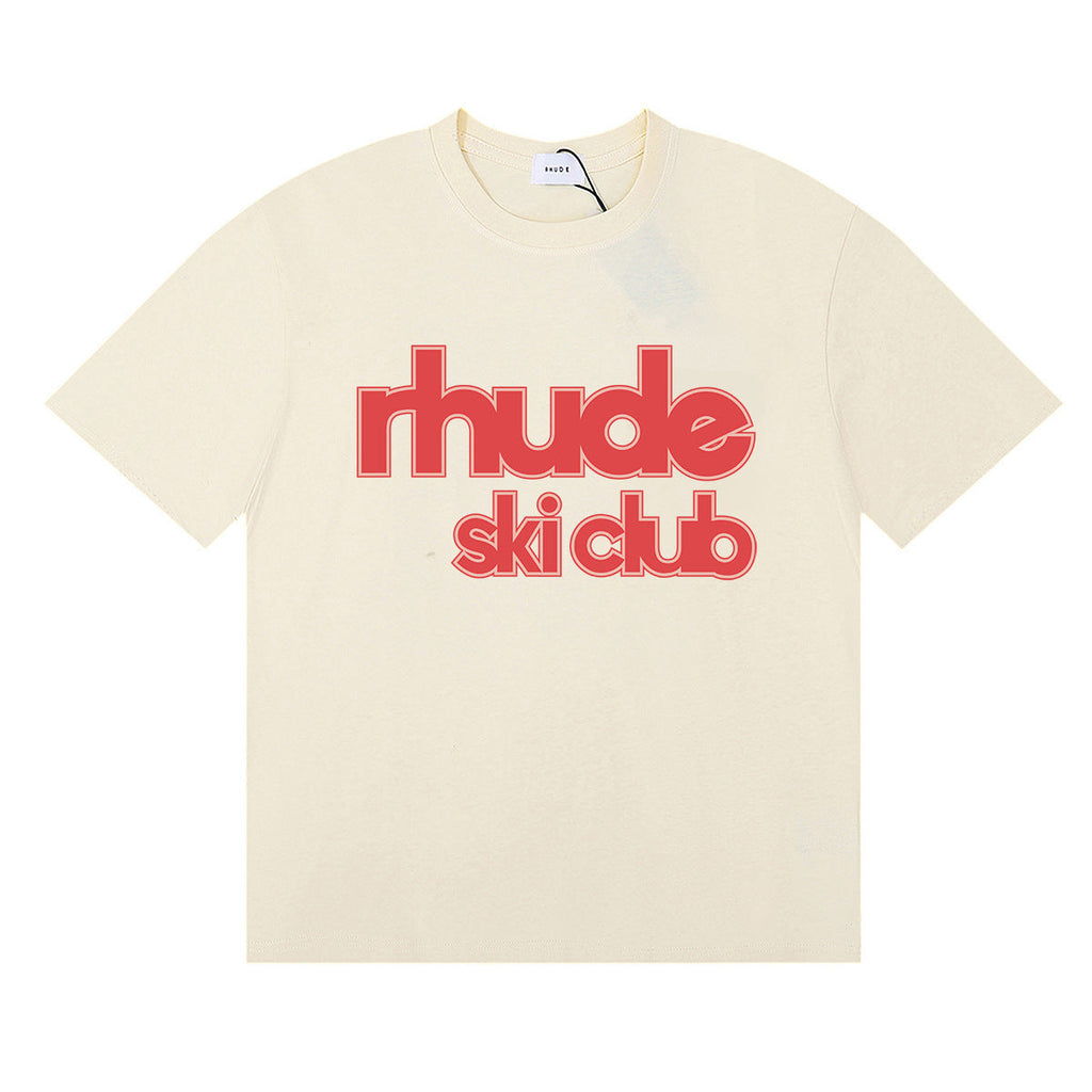 Rhude T Shirt Alphabet Coconut Racing Pattern Short Sleeve T-Shirt