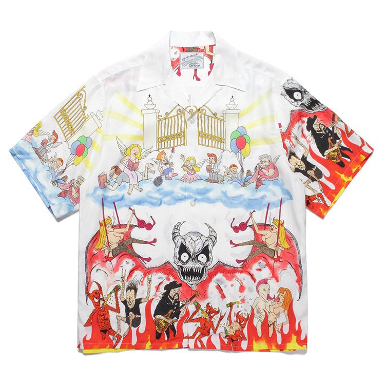 GUILTYPARTIES TIGER Shirts Anniversary Limited Ghost Graffiti Devil Angel Hawaiian Short Sleeve Shirt Men