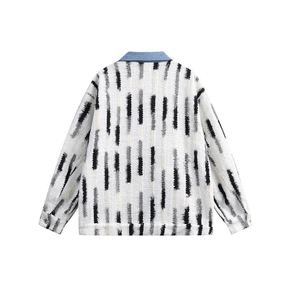 Unisex Jacket Loose Striped Stitching Denim Jacket Baggy Coat