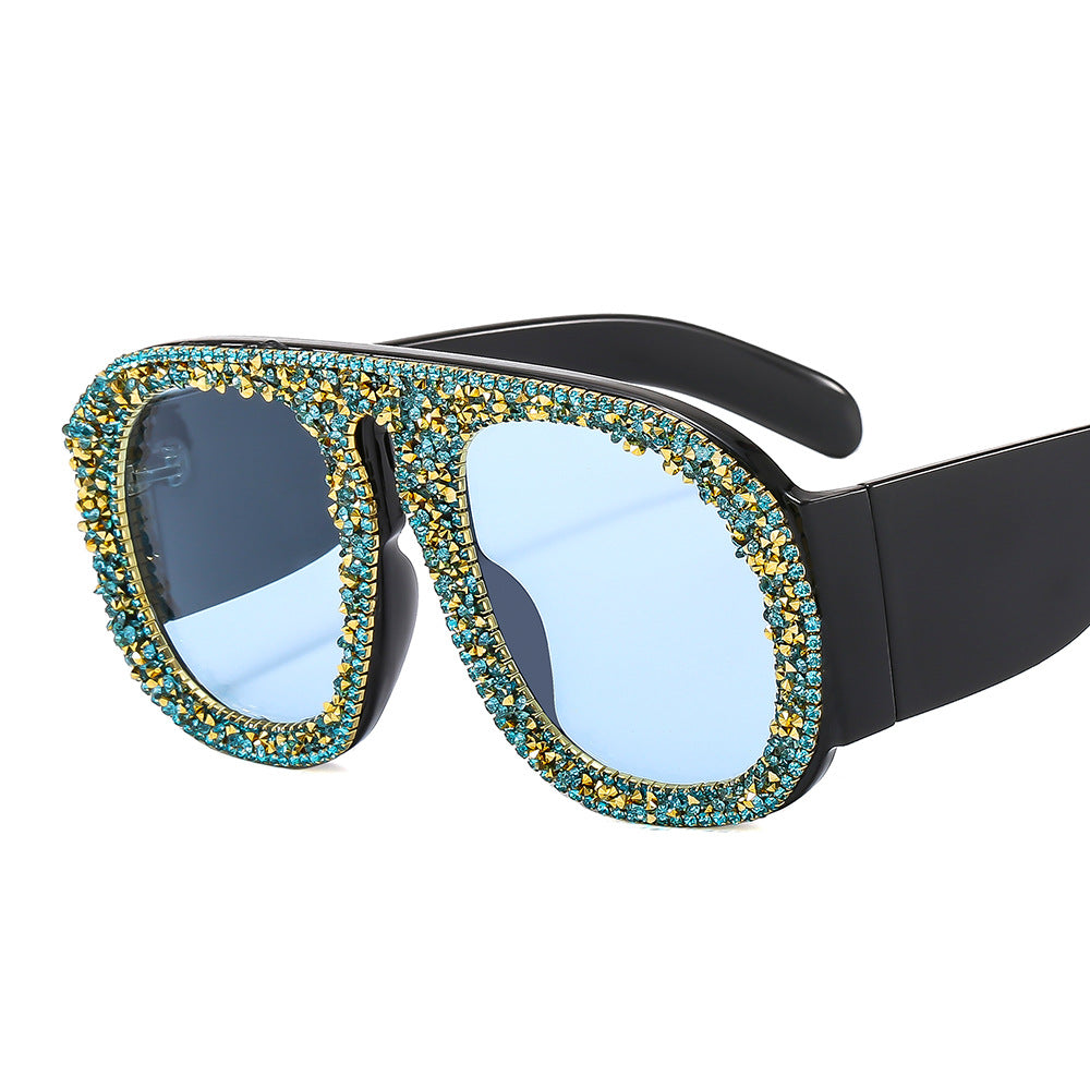 Trendy punk glasses with diamonds