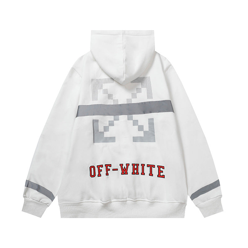 OW hoodie Alphabet Arrow Pattern Fleece Hood