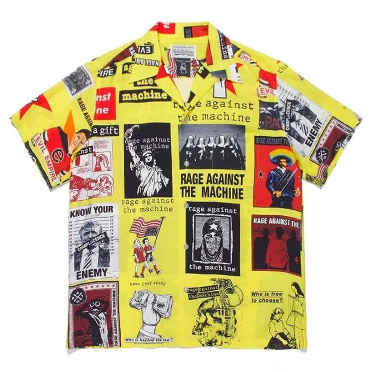 GUILTYPARTIES TIGER Shirts poster pattern, Cuban collar Hawaiian casual short-sleeved shirt for men and women