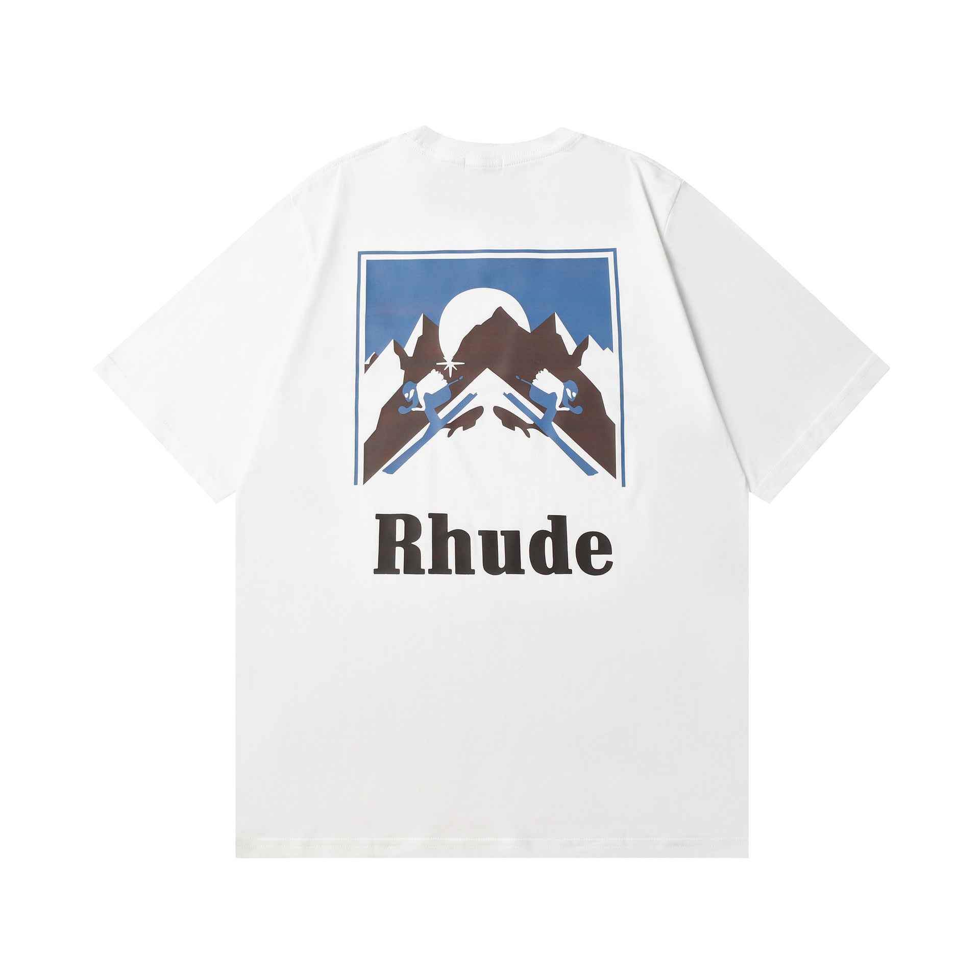 Rhude T Shir Sunset Snow Mountain Print Short Sleeve T-Shirt