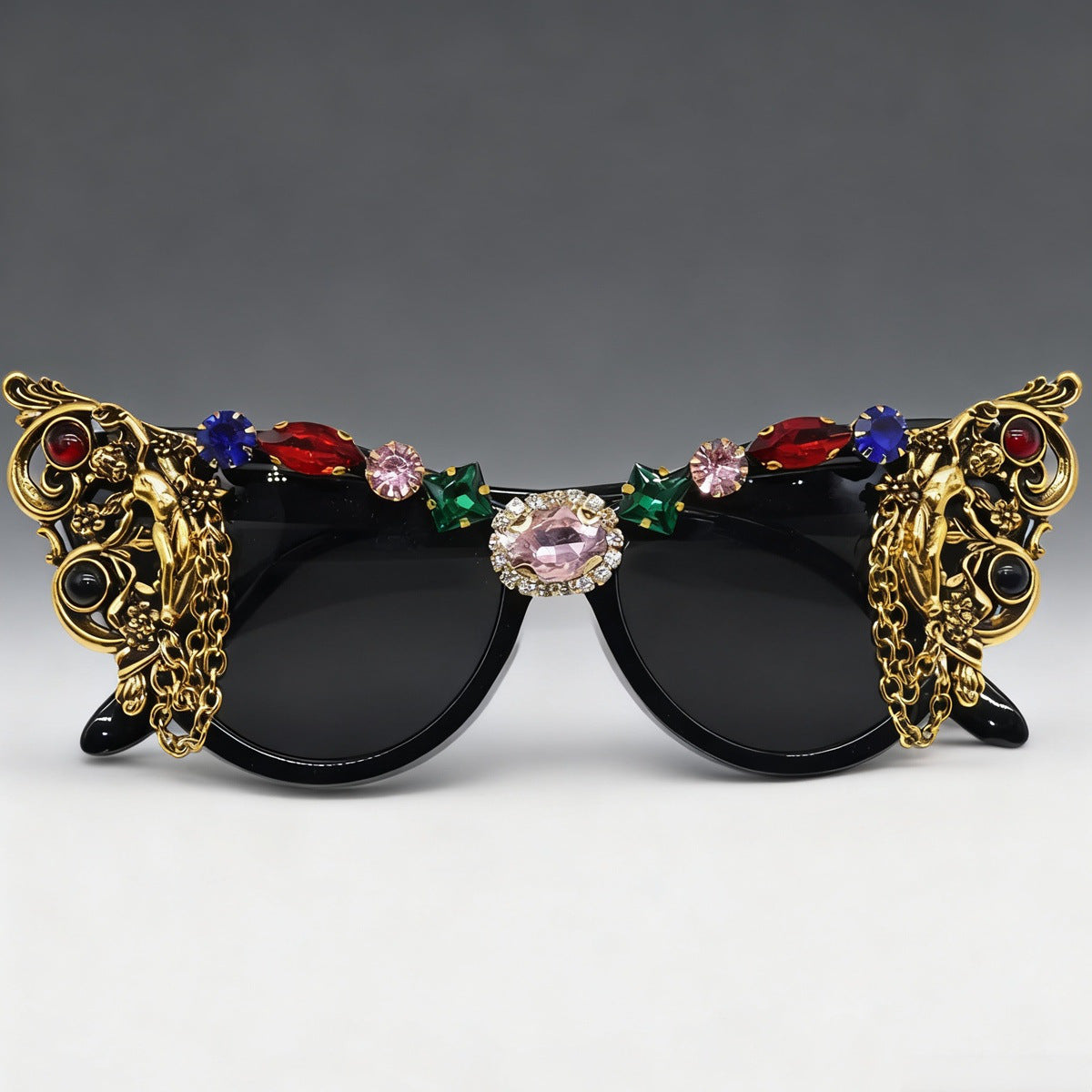 Trendy Punk Glasses Vintage Diamond Set