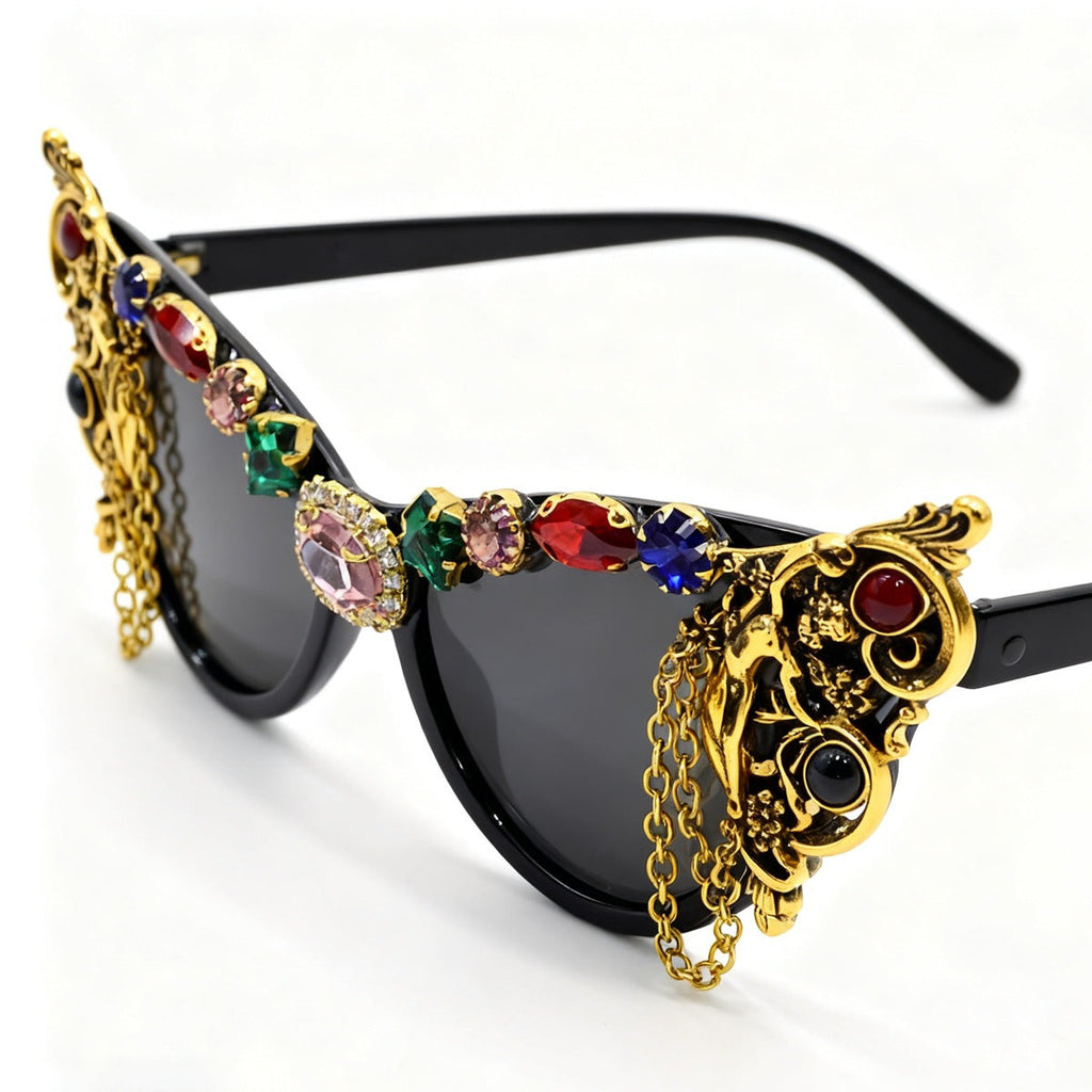 Trendy Punk Glasses Vintage Diamond Set
