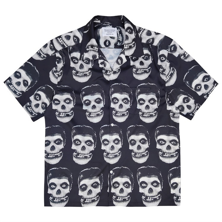 GUILTYPARTIES TIGER Shirts WEIRDO DAVE Portfolio Skull Hawaiian Short Sleeve Shirt Men