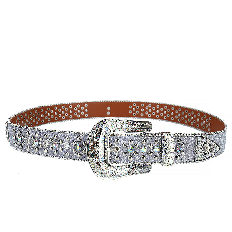 Hip-hop punk rhinestone belt women