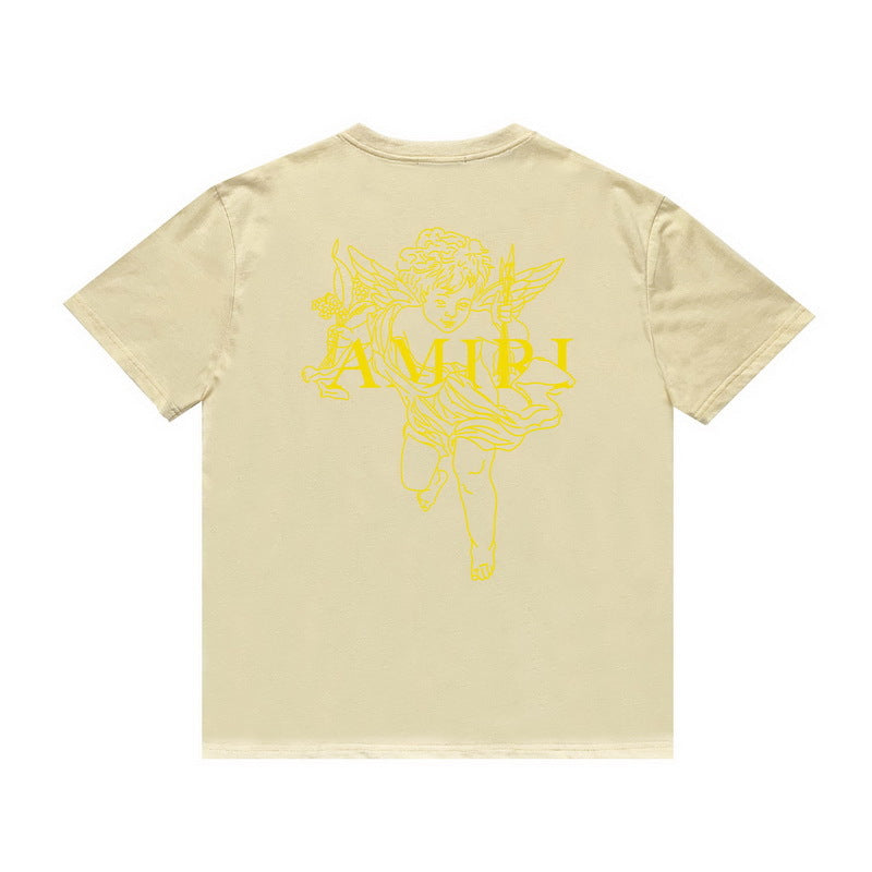 Amiri T Shirt Angel Sketch Printed Casual Hip Hop Short Sleeve T-shirt