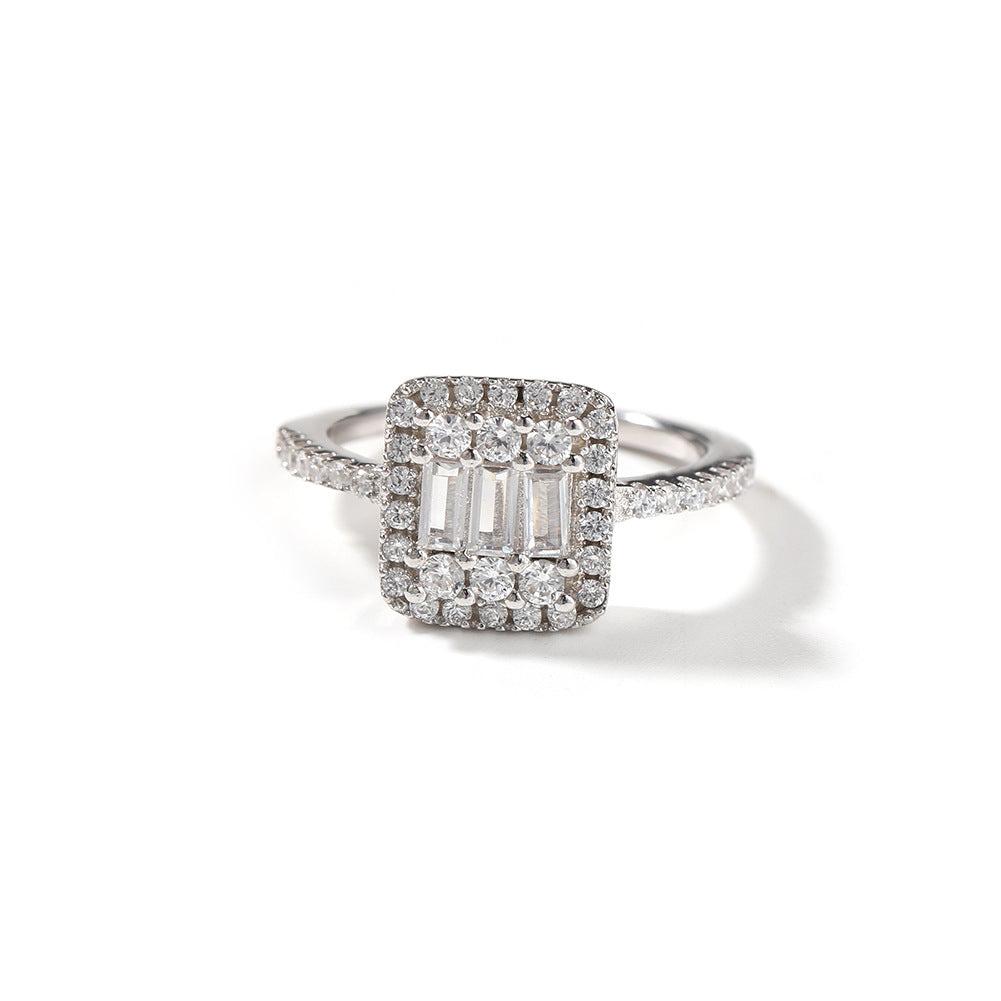 Rings Silver Square Zircon Ring ins St. Valentine's Spectrum