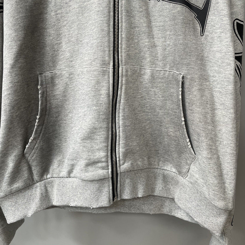 Mixed Emotion T-Shirt Vintage Loose Casual Cardigan Hoodie Jacket