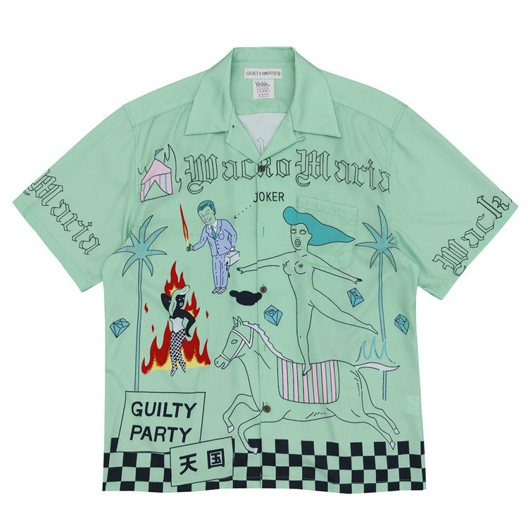 GUILTYPARTIES TIGER Shirts 24ss World Peace Series Theme, Hawaiian Short Sleeve Shirt Men