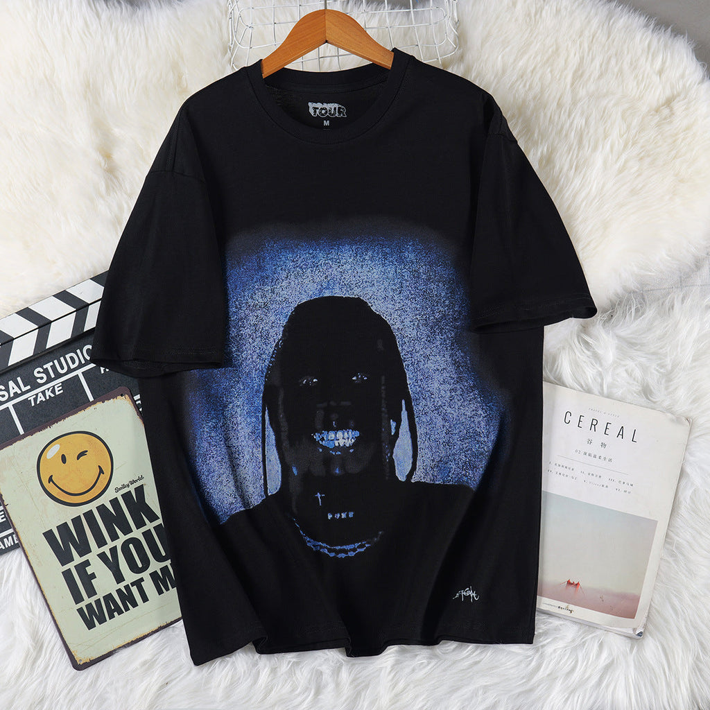 Travis Scott T-Shirt TRAVIS SCOTT CACTUS JACK Loose Crew Neck Short Sleeve
