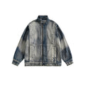 Unisex Jacket Retro Washed Stand Collar Denim Jacket Men's and Women's Denim Coat