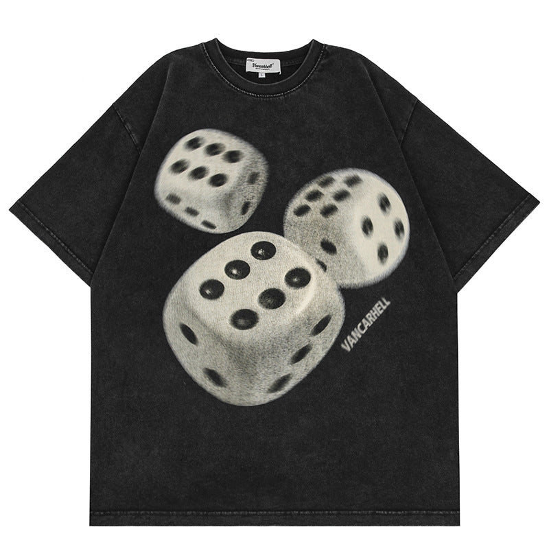 High-quality pure cotton T-shirt dice trendy couple