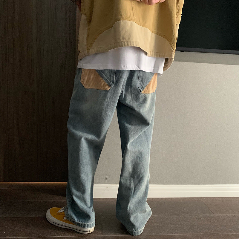 Men Jeans Retro Spring and Autumn Loose Straight Jeans Trousers