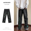 Men Jeans Embroidered Jeans Men's Autumn Oversize Straight-Leg Pants